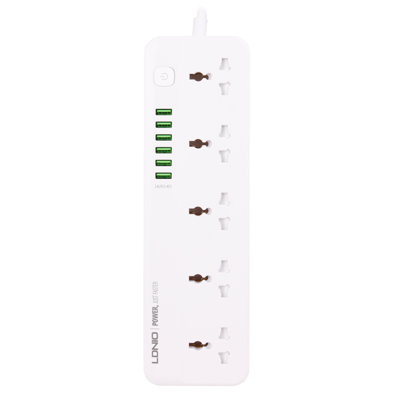 چند راهی 5 خانه ارت دار الدینیو SC5614 با کابل 2 متری + شارژر USB