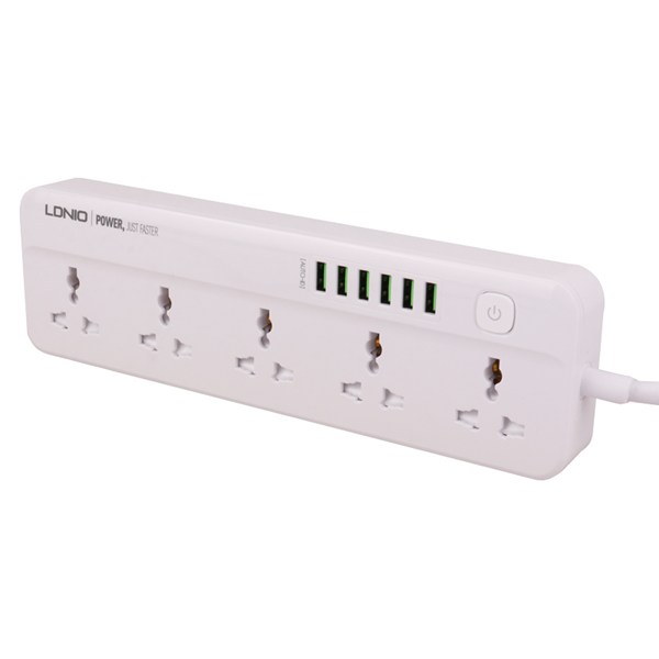 چند راهی 5 خانه ارت دار الدینیو SC5614 با کابل 2 متری + شارژر USB