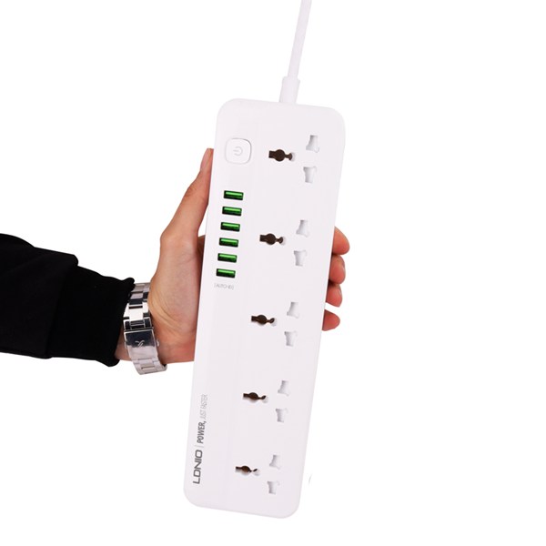 چند راهی 5 خانه ارت دار الدینیو SC5614 با کابل 2 متری + شارژر USB