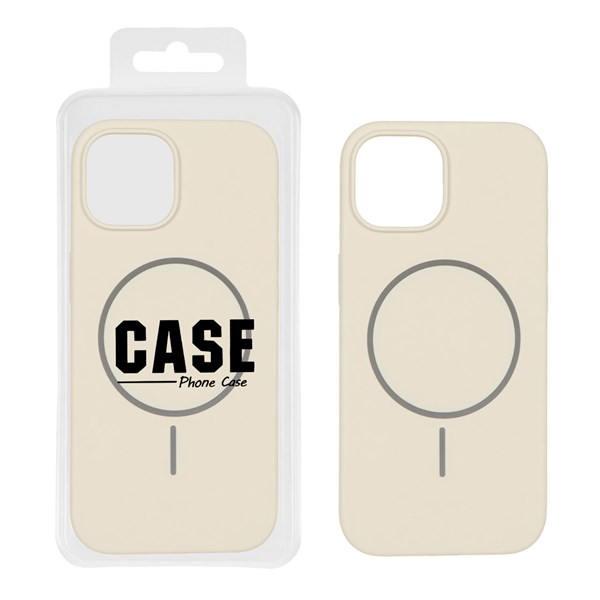 قاب سیلیکونی پاک کنی اورجینال درجه یک Magsafe مدل Apple iPhone 15 / iPhone 14 / iPhone 13 - کرم (پک دار)