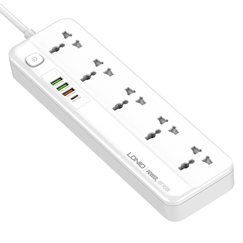 چند راهی 5 خانه الدینیو SC5415 با کابل 2 متری + شارژر USB و Type-C