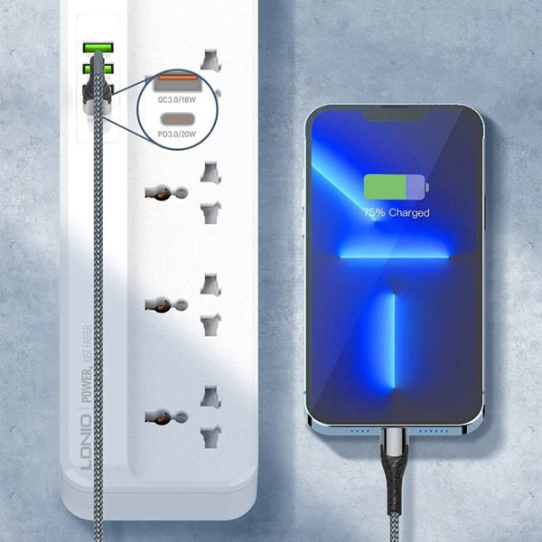 چند راهی 5 خانه الدینیو SC5415 با کابل 2 متری + شارژر USB و Type-C