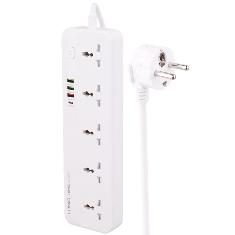 چند راهی 5 خانه الدینیو SC5415 با کابل 2 متری + شارژر USB و Type-C