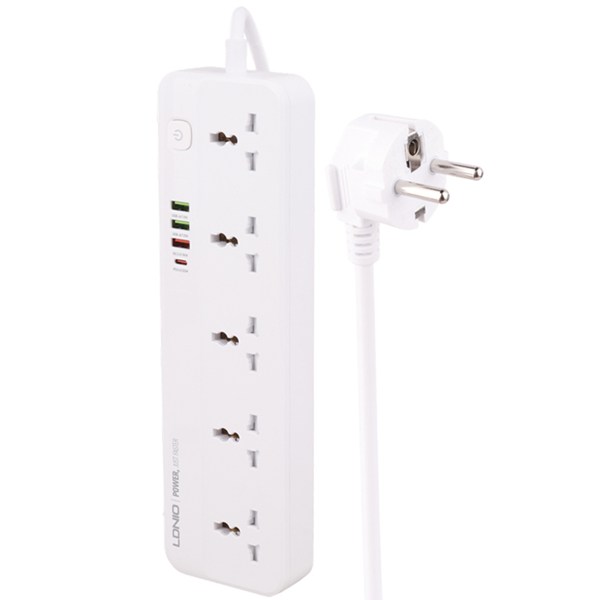 چند راهی 5 خانه الدینیو SC5415 با کابل 2 متری + شارژر USB و Type-C