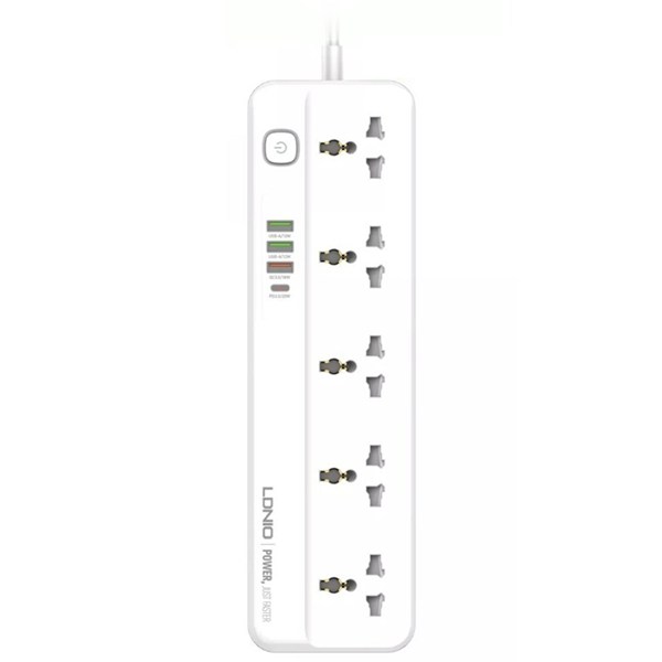 چند راهی 5 خانه الدینیو SC5415 با کابل 2 متری + شارژر USB و Type-C