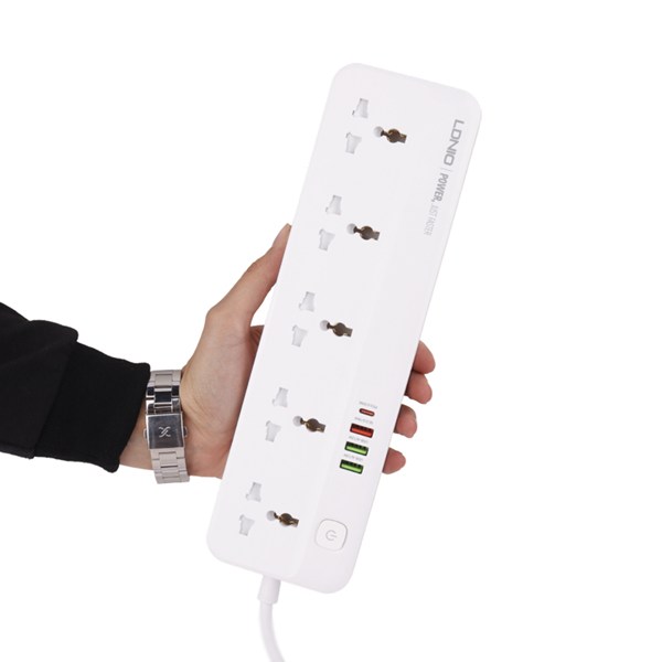 چند راهی 5 خانه الدینیو SC5415 با کابل 2 متری + شارژر USB و Type-C