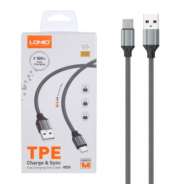کابل شارژ فست اندروید LDNIO مدل LS441 - خاکستری