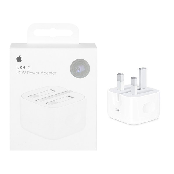 شارژر دیواری اپل سه پین 20W اصل چین - سفید (گارانتی تعویض)