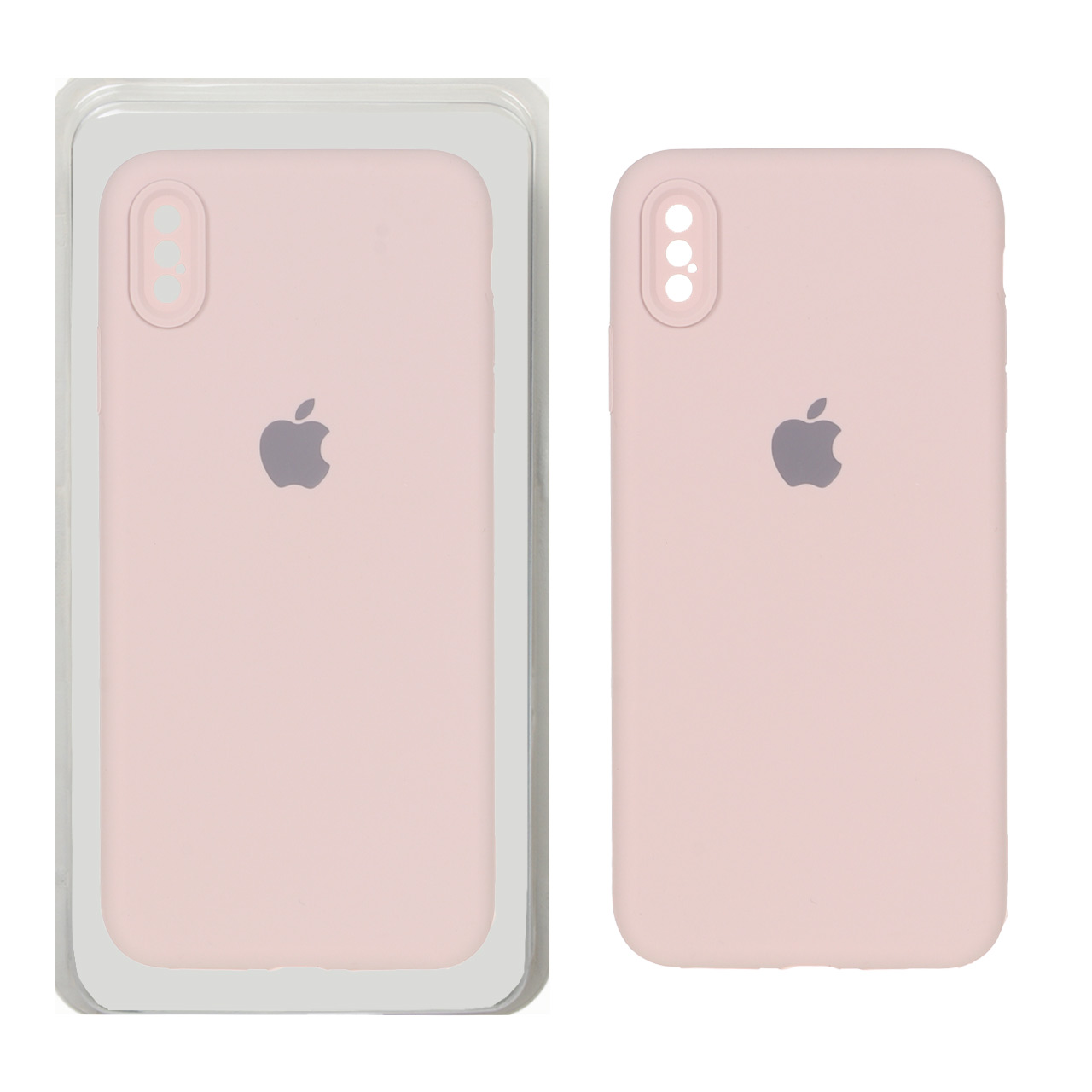 قاب سیلیکونی پاک کنی محافظ لنزدار اورجینال Apple iPhone X Max / iPhone XS Max - صورتی چرک (پک اصلی)