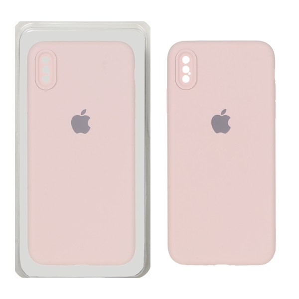 قاب سیلیکونی پاک کنی محافظ لنزدار اورجینال Apple iPhone X Max / iPhone XS Max - صورتی چرک (پک اصلی)