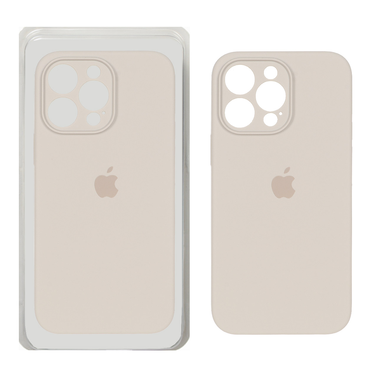 قاب سیلیکونی پاک کنی محافظ لنزدار اورجینال Apple iPhone 14 Pro Max - خاکی (پک اصلی)