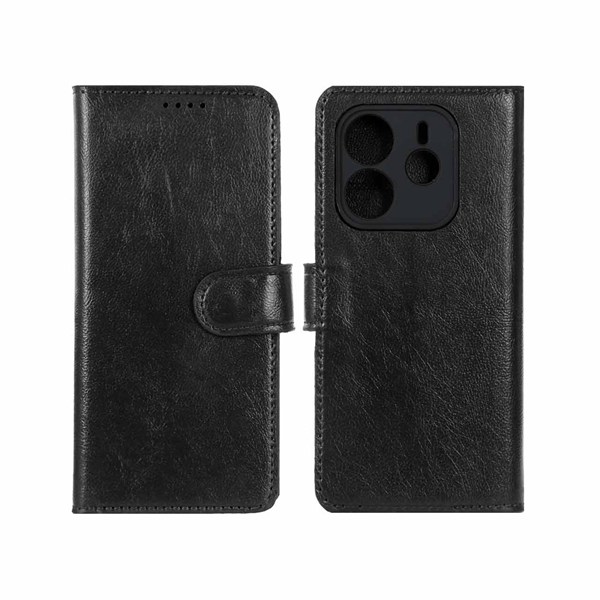 کیف موبایل چرمی مگنتی محافظ لنزدار Xiaomi Redmi Note 14 4G - مشکی