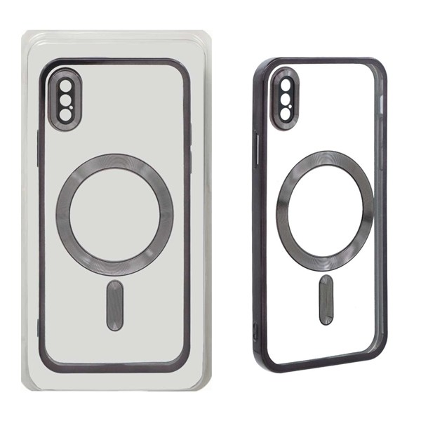 قاب اورجینال الکترواستاتیک Magsafe لنز گلس دار Apple iPhone X / iPhone XS - مشکی (پک دار)
