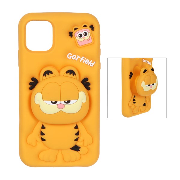 قاب سیلیکونی Garfield استندشو Apple iPhone 11 - نارنجی