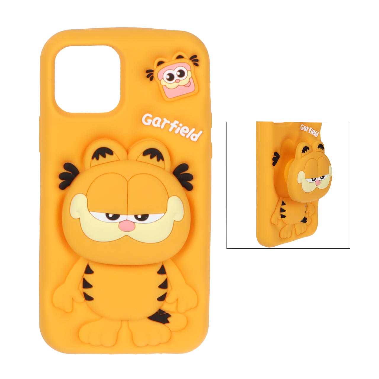 قاب سیلیکونی Garfield استندشو Apple iPhone 12 Pro / iPhone 12 - نارنجی