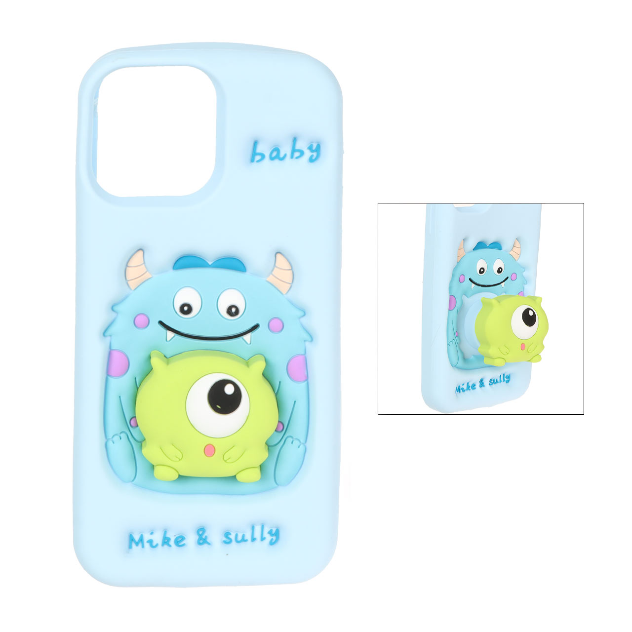 قاب سیلیکونی Mike & Sully استندشو Apple iPhone 13 Pro Max / iPhone 12 Pro Max / iPhone 14 Plus / iPhone 15 Plus - آبی