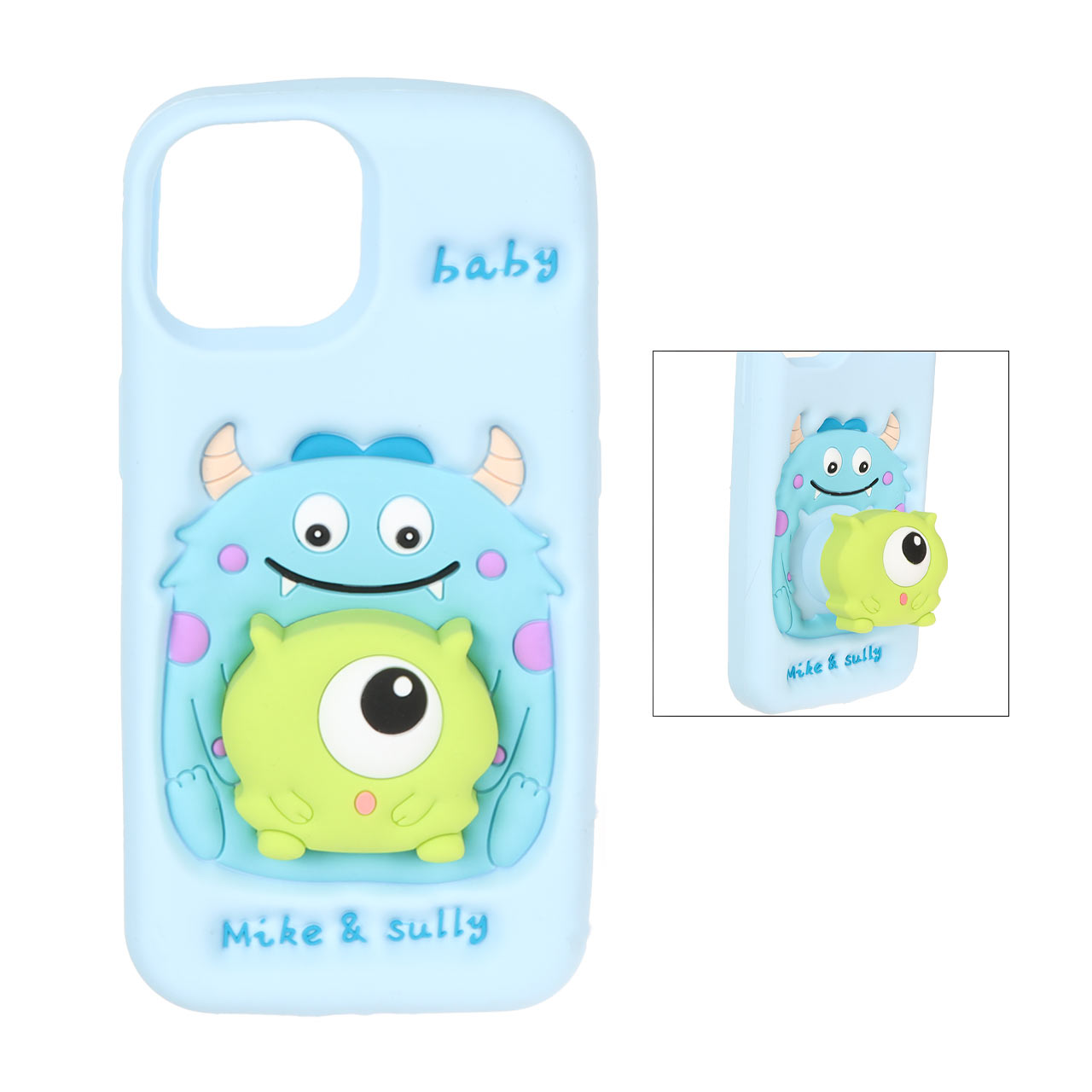 قاب سیلیکونی Mike & Sully استندشو Apple iPhone 15 / iPhone 14 / iPhone 13 - آبی
