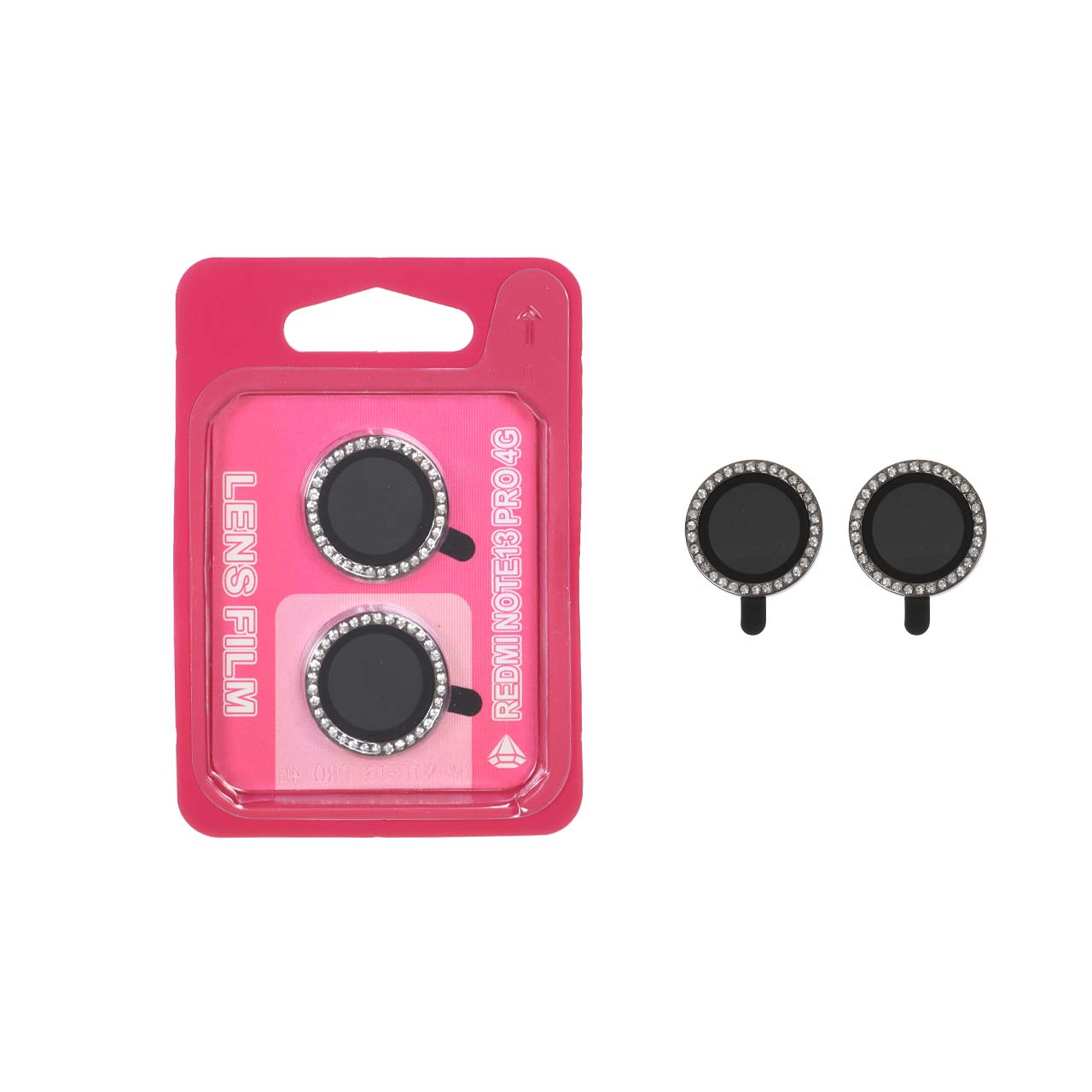 محافظ لنز رینگی اورجینال نگین دار Xiaomi Redmi Note 13 Pro 4G - مشکی (پک صورتی) - MPS