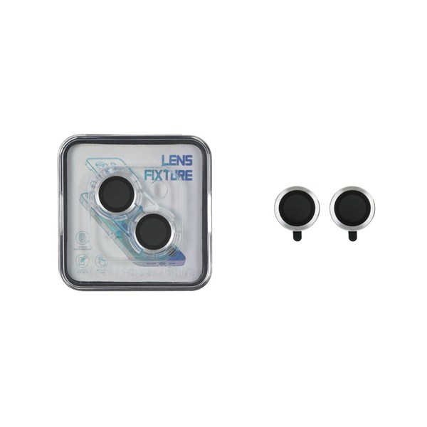 محافظ لنز رینگی اورجینال Lens Fixture شابلون دار Apple iPhone 15 / iPhone 14 / iPhone 15 plus / iPhone 14 plus - نقره ای (پک دار)