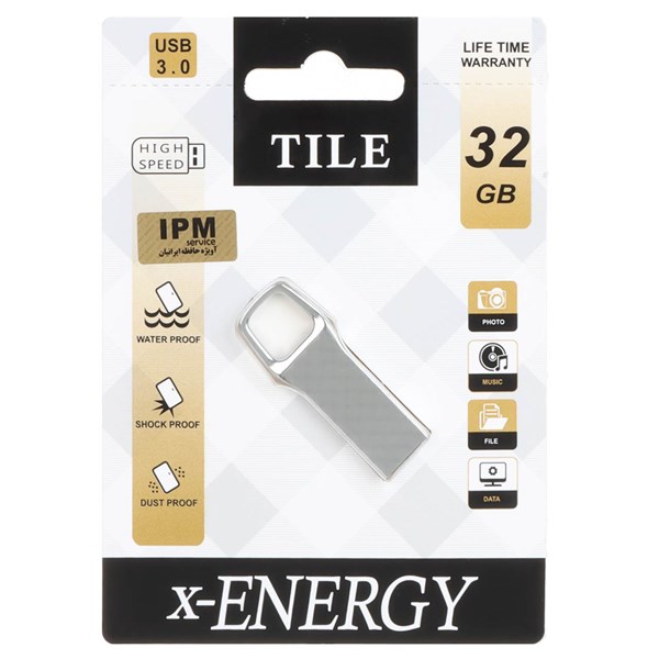 فلش مموری X-ENERGY USB3.0 مدل Tile ظرفیت 32GB - نقره ای (گارانتی مادام العمر IPM)