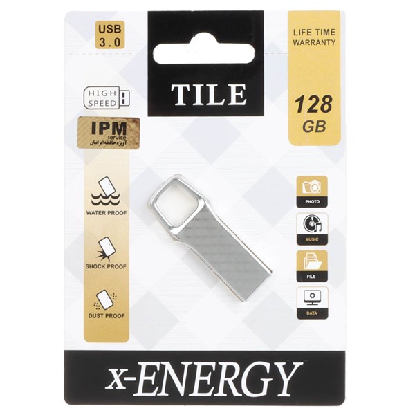 X-ENERGY Tile USB3.0 Flash Memory - 128GB نقره ای (گارانتی مادام العمر IPM)