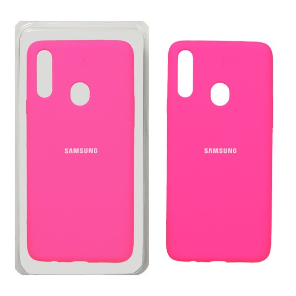 قاب سیلیکونی پاک کنی اورجینال Samsung Galaxy A20s - صورتی فانتزی (پک اصلی)