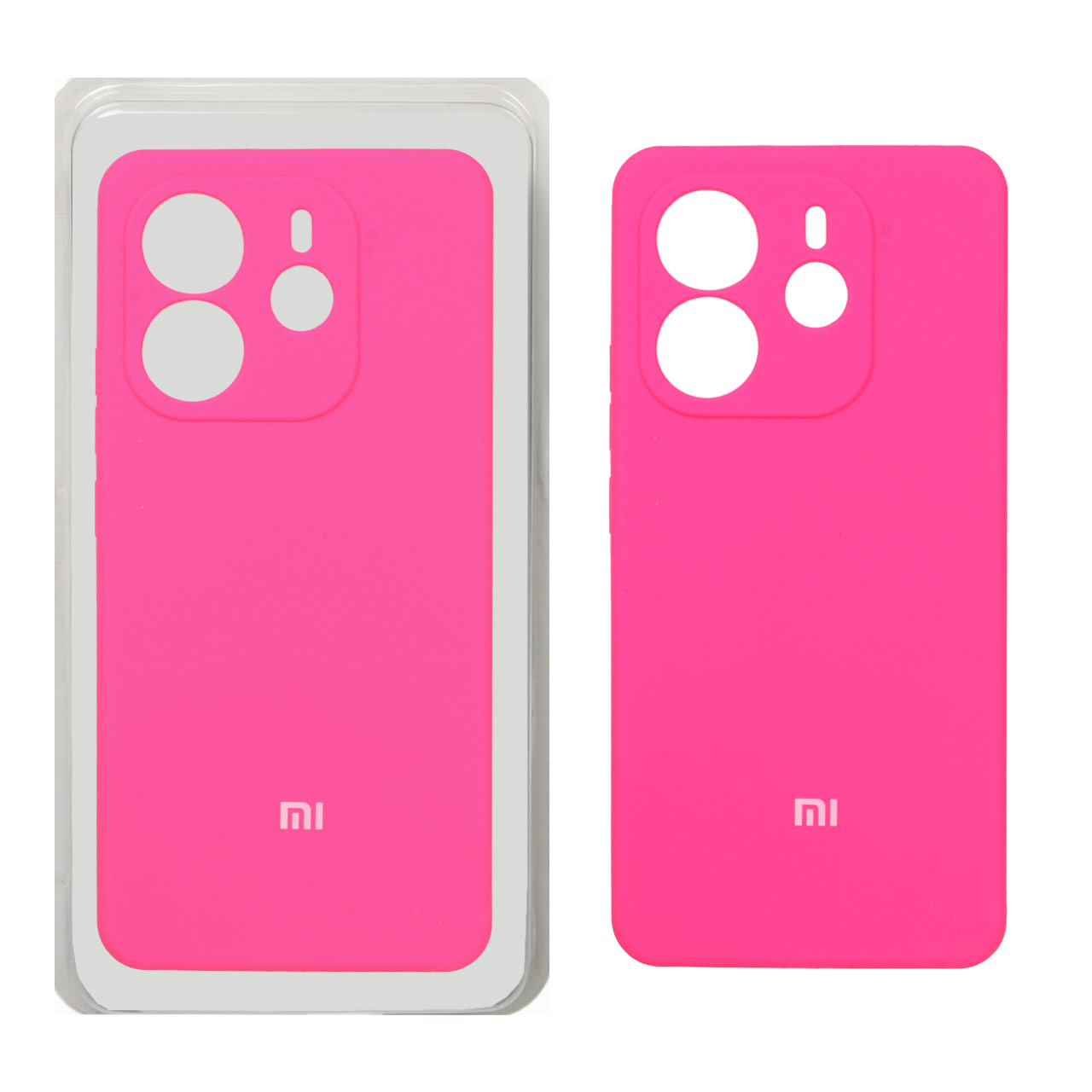 قاب سیلیکونی پاک کنی محافظ لنزدار اورجینال Xiaomi Redmi Note 14 4G - صورتی فانتزی (پک اصلی)