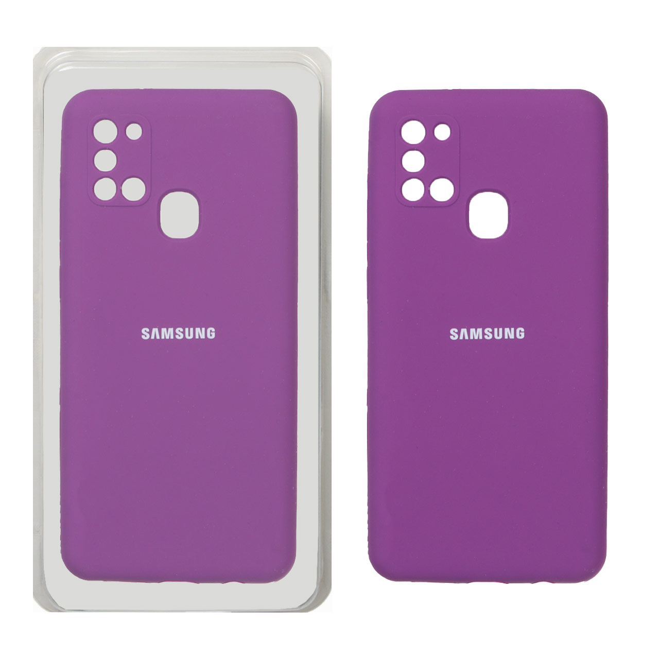 قاب سیلیکونی پاک کنی محافظ لنزدار اورجینال Samsung Galaxy A21s - ارغوانی (پک اصلی)