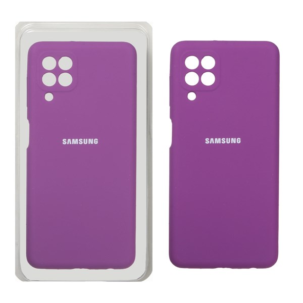 قاب سیلیکونی پاک کنی محافظ لنزدار اورجینال Samsung Galaxy A22 4G / M22 / M32 4G / F22 - ارغوانی (پک اصلی)