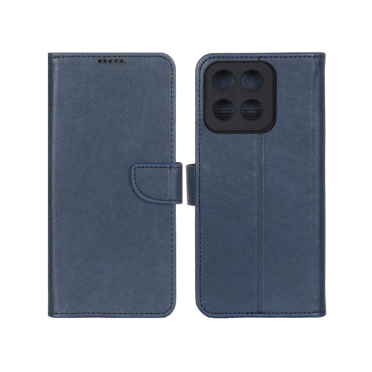 کیف چرمی موبایل مگنتی محافظ لنزدار Honor X7c - سرمه ای تیره