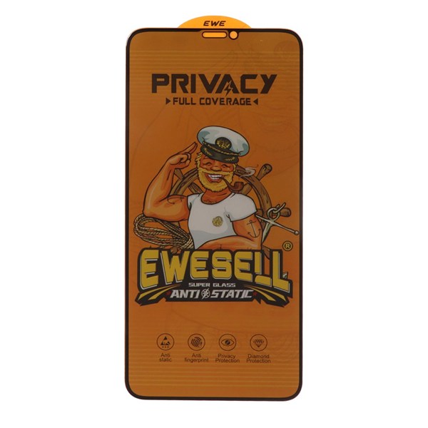 محافظ صفحه نمایش شیشه ای Full Cover Ewesell Anti Static Privacy مدل Apple iPhone 11 Pro Max / iPhone X Max / iPhone Xs Max