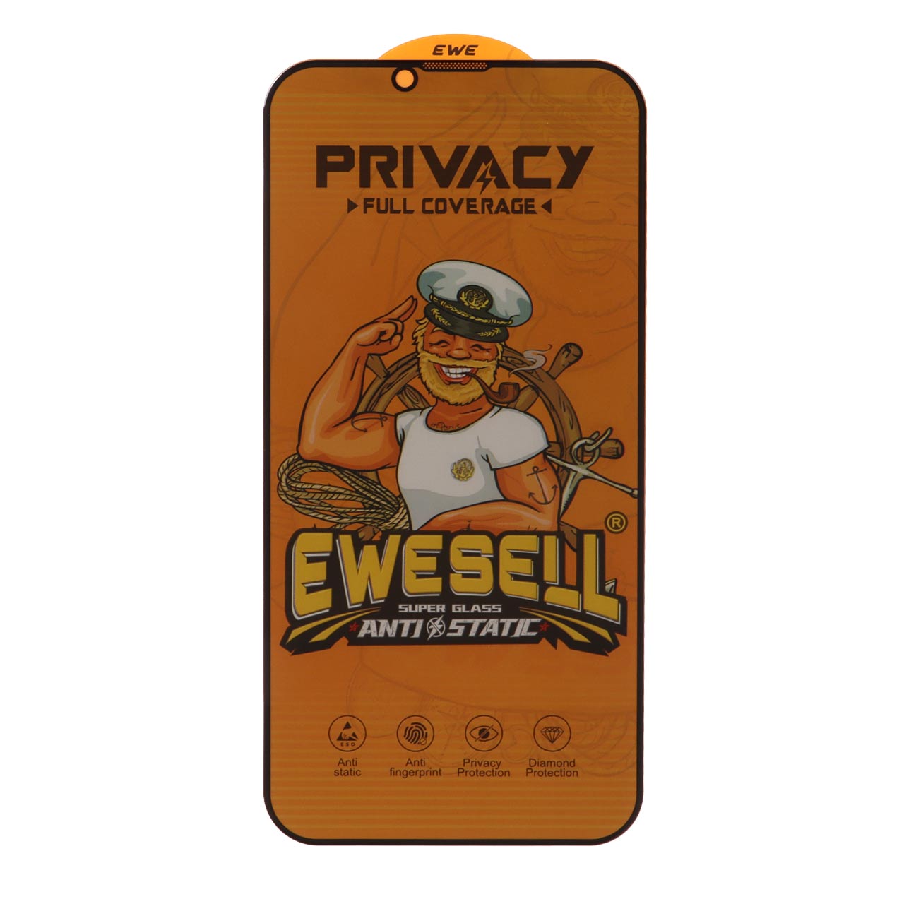 محافظ صفحه نمایش شیشه ای Full Cover Ewesell Anti Static Privacy مدل Apple iPhone 13 Pro Max / iPhone 14 Plus