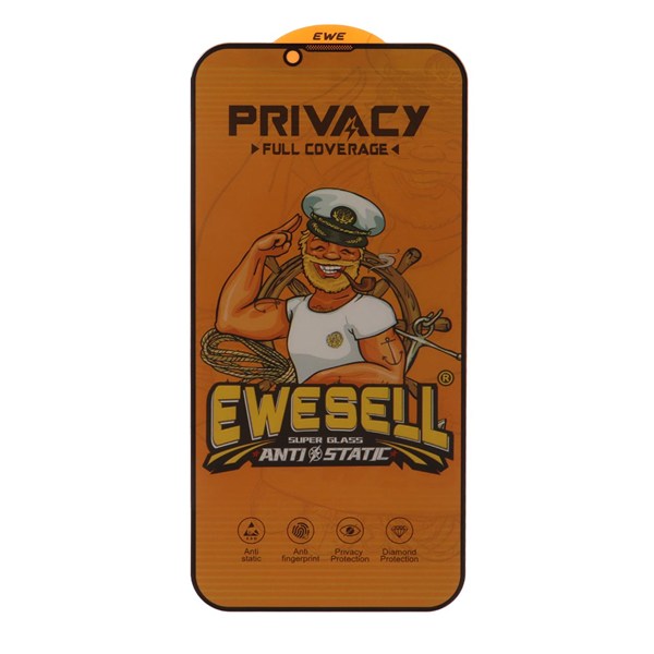 محافظ صفحه نمایش شیشه ای Full Cover Ewesell Anti Static Privacy مدل Apple iPhone 13 Pro Max / iPhone 14 Plus