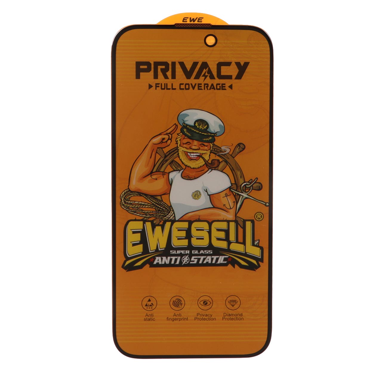 محافظ صفحه نمایش شیشه ای Full Cover Ewesell Anti Static Privacy مدل Apple iPhone 16 / iPhone 15 / iPhone 14 Pro