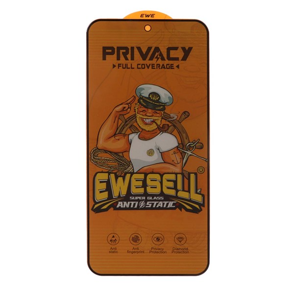 محافظ صفحه نمایش شیشه ای Full Cover Ewesell Anti Static Privacy مدل Samsung Galaxy A27 / A35 / A55