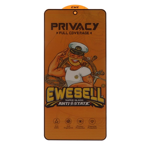محافظ صفحه نمایش شیشه ای Full Cover Ewesell Anti Static Privacy مدل Xiaomi Redmi Note 13 4G / Poco M7 Pro 5G