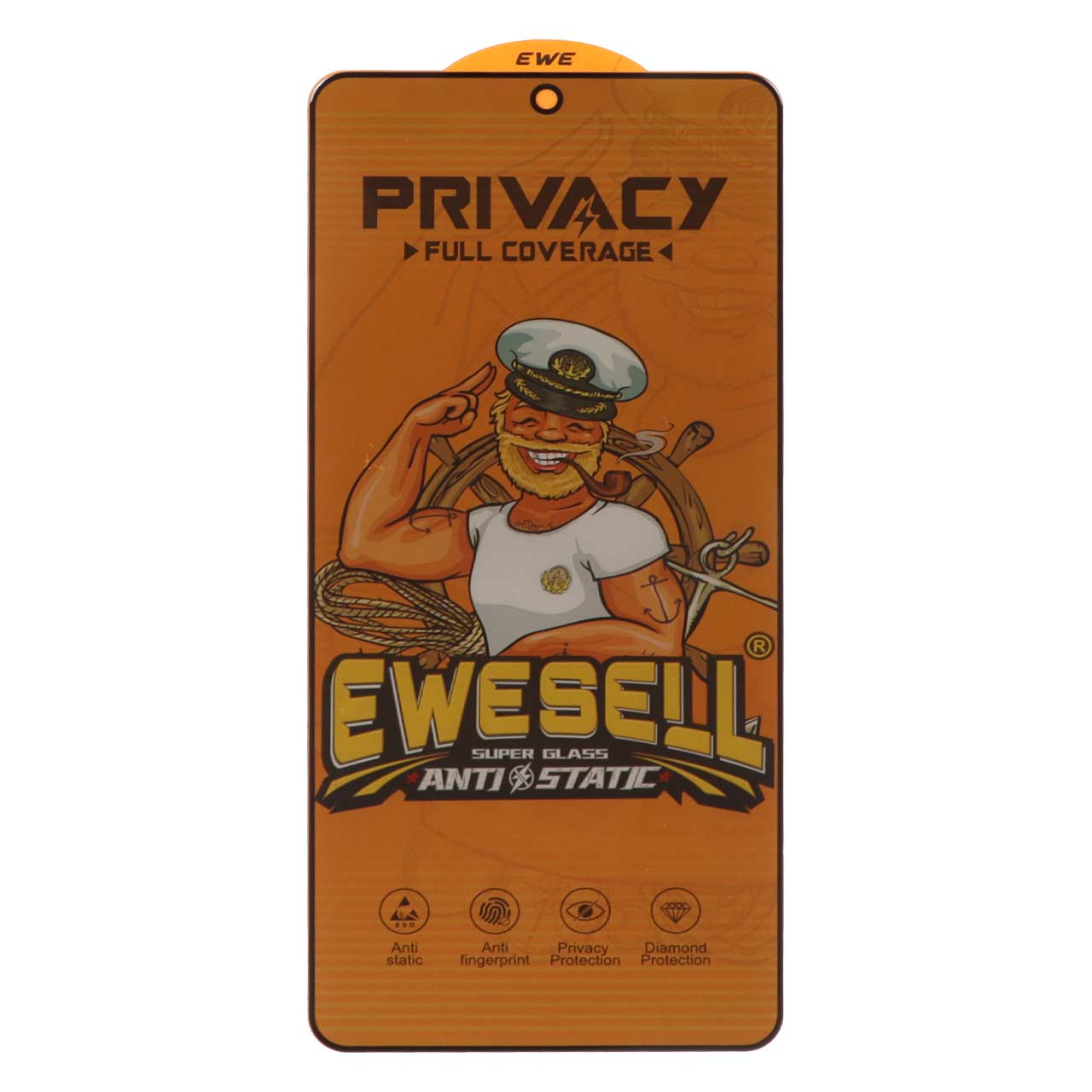 محافظ صفحه نمایش شیشه ای Full Cover Ewesell Anti Static Privacy مدل Xiaomi Redmi Note 14S / Note 13 Pro 4G / Poco M6 Pro 4G