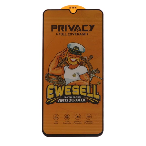 محافظ صفحه نمایش شیشه ای Full Cover Ewesell Anti Static Privacy مدل Xiaomi Redmi Note 8 / Redmi 8 / Redmi 8a
