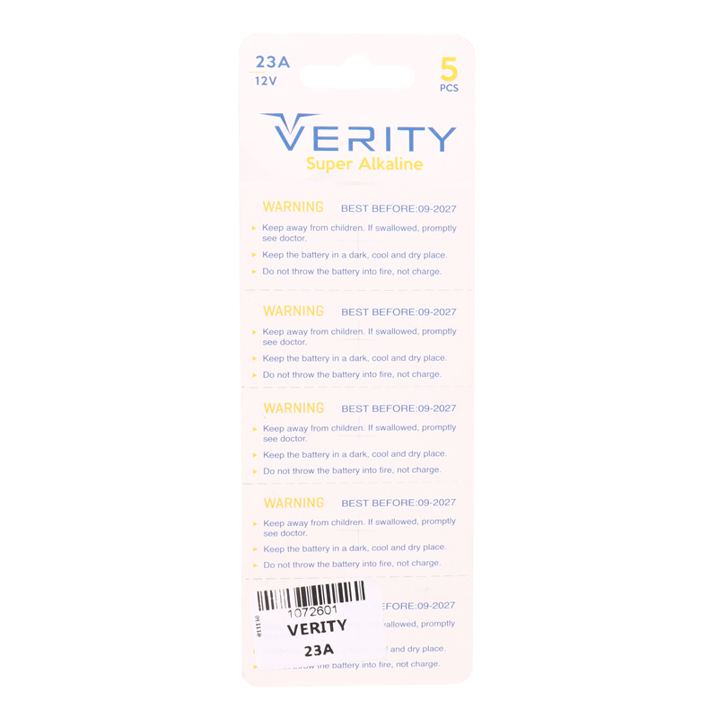 باتری ریموت کنترل Verity Super Alkaline 12V 23A کد 1