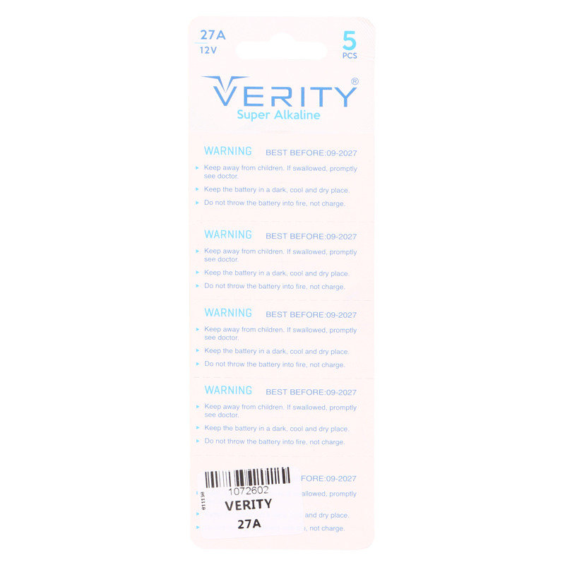 باتری ریموت کنترل Verity Super Alkaline 12V 27A کد 1