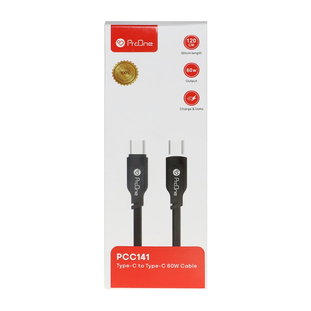 کابل شارژ فست ProOne Type-C To Type-C مدل PCC141 60W - سفید