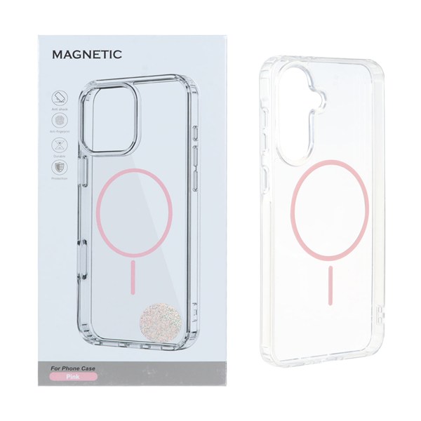 قاب اورجینال Magnetic دور ژله ای MagSafe مدل Samsung Galaxy A56 / A36 - صورتی (پک دار)