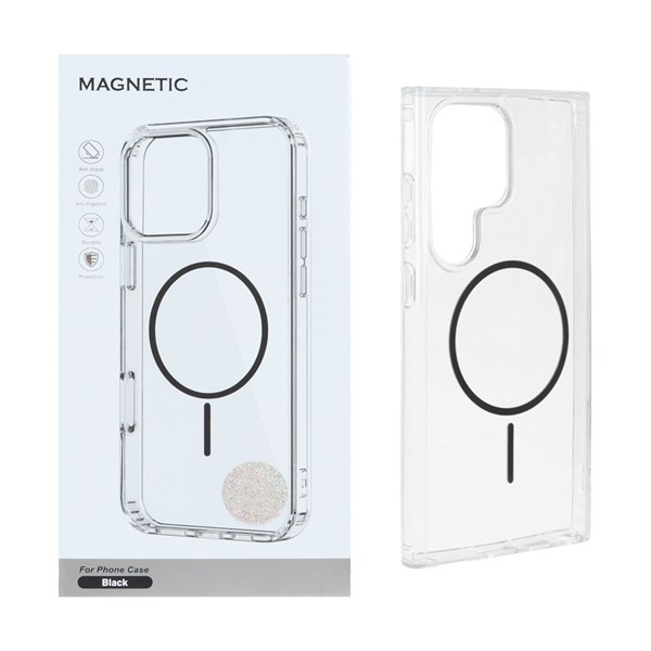قاب اورجینال Magnetic دور ژله ای MagSafe مدل Samsung Galaxy S24 Ultra - مشکی (پک دار)