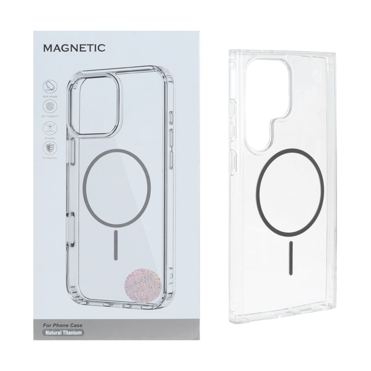 قاب اورجینال Magnetic دور ژله ای MagSafe مدل Samsung Galaxy S24 Ultra - خاکستری (پک دار)