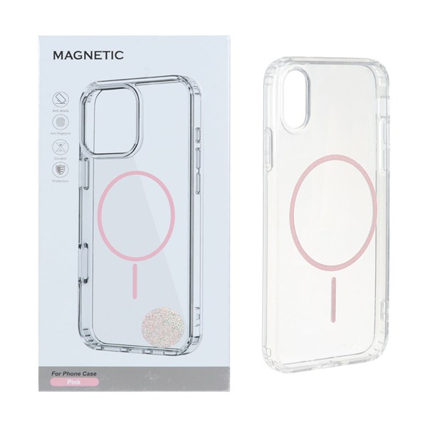 قاب اورجینال Magnetic دور ژله ای MagSafe مدل Apple iPhone X / iPhone XS - صورتی (پک دار)