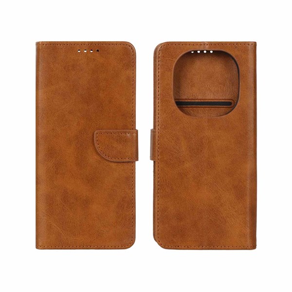 کیف چرمی موبایل مگنتی Xiaomi Redmi Note 14 Pro 4G - عسلی