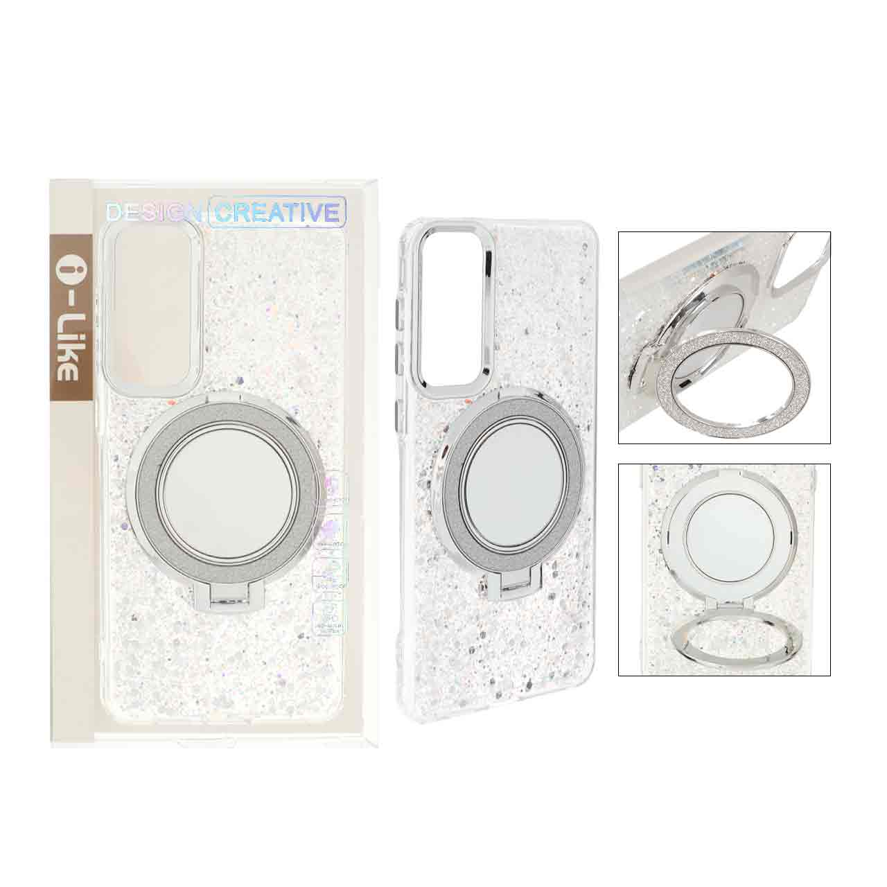 قاب i Like رزینی مگنتی استندشو Samsung Galaxy S25 Edge - نقره ای (پک دار)