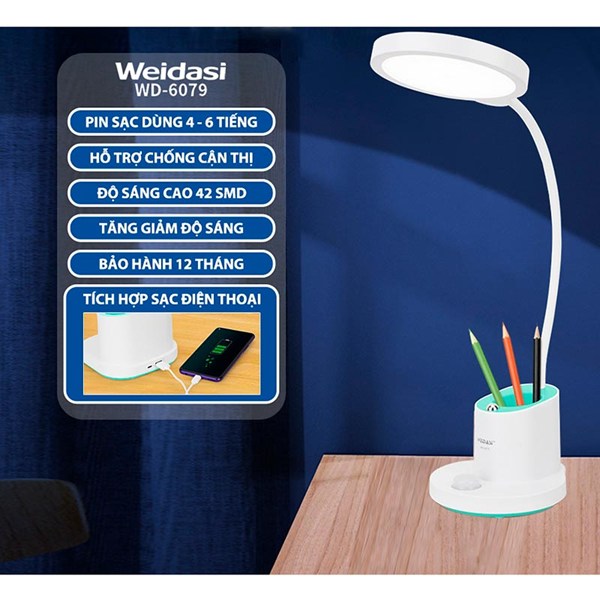 چراغ مطالعه شارژی ویداسی Weidasi WD-6079