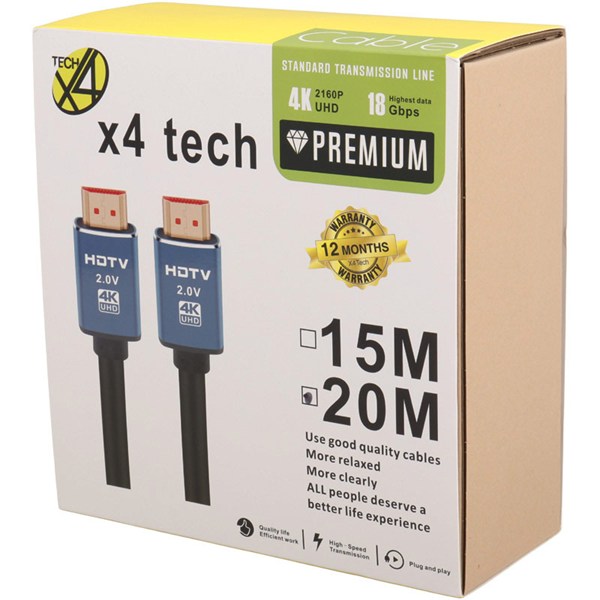 کابل HDMI v2.0 4K ایکس فورتک X4Tech طول 20 متر