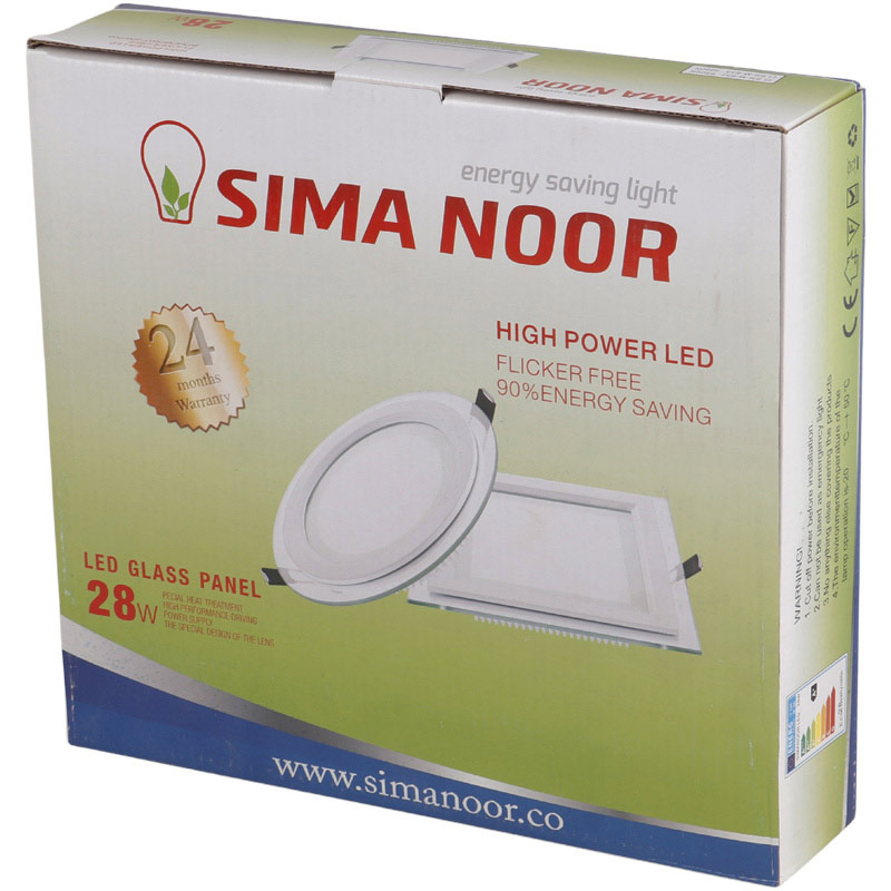 پنل بک لایت توکار گرد 28 وات سیما نور SN-M 627